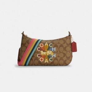 𝅺coach Jes Baguette In Signature Canvas With Coach Radial Rainbow NWT